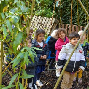 children stood in thegarden