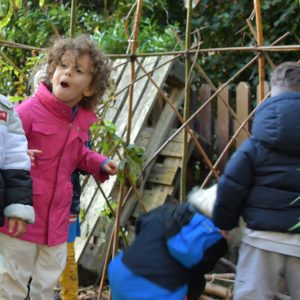 children looking around the garden