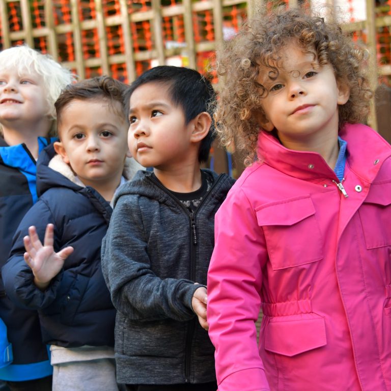 children lined up in a row