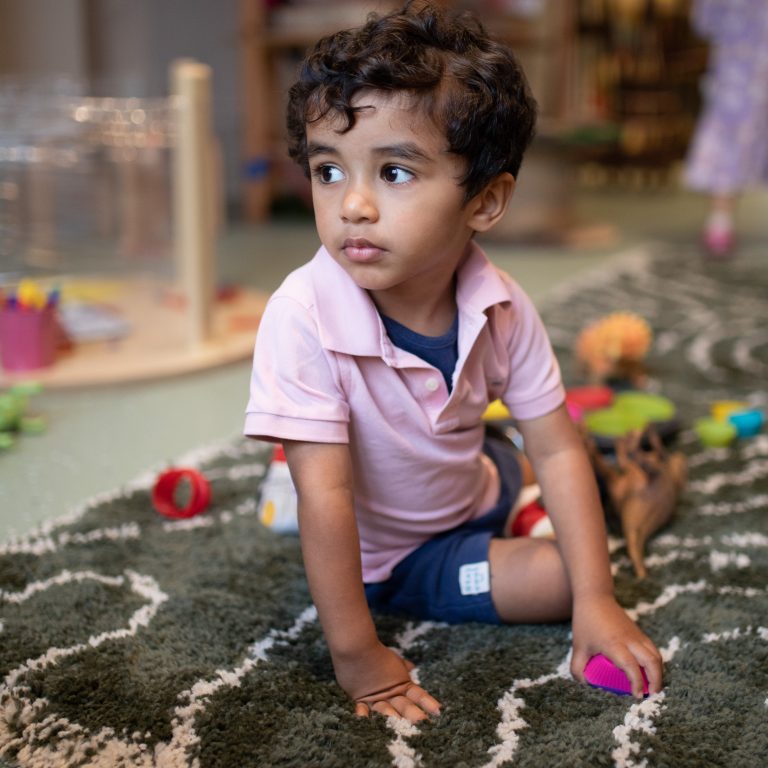 little boy playing with toys