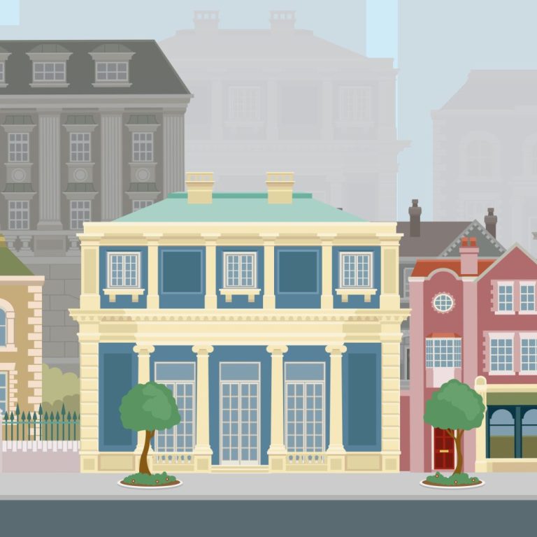 cartoon town houses