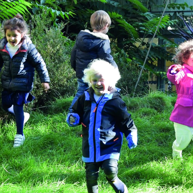 children running around outside
